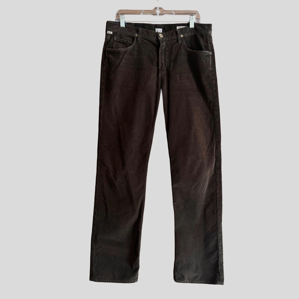 Citizens of Humanity Sid Straight Leg Stretch Corduroy Pants Dark Brown Size 34